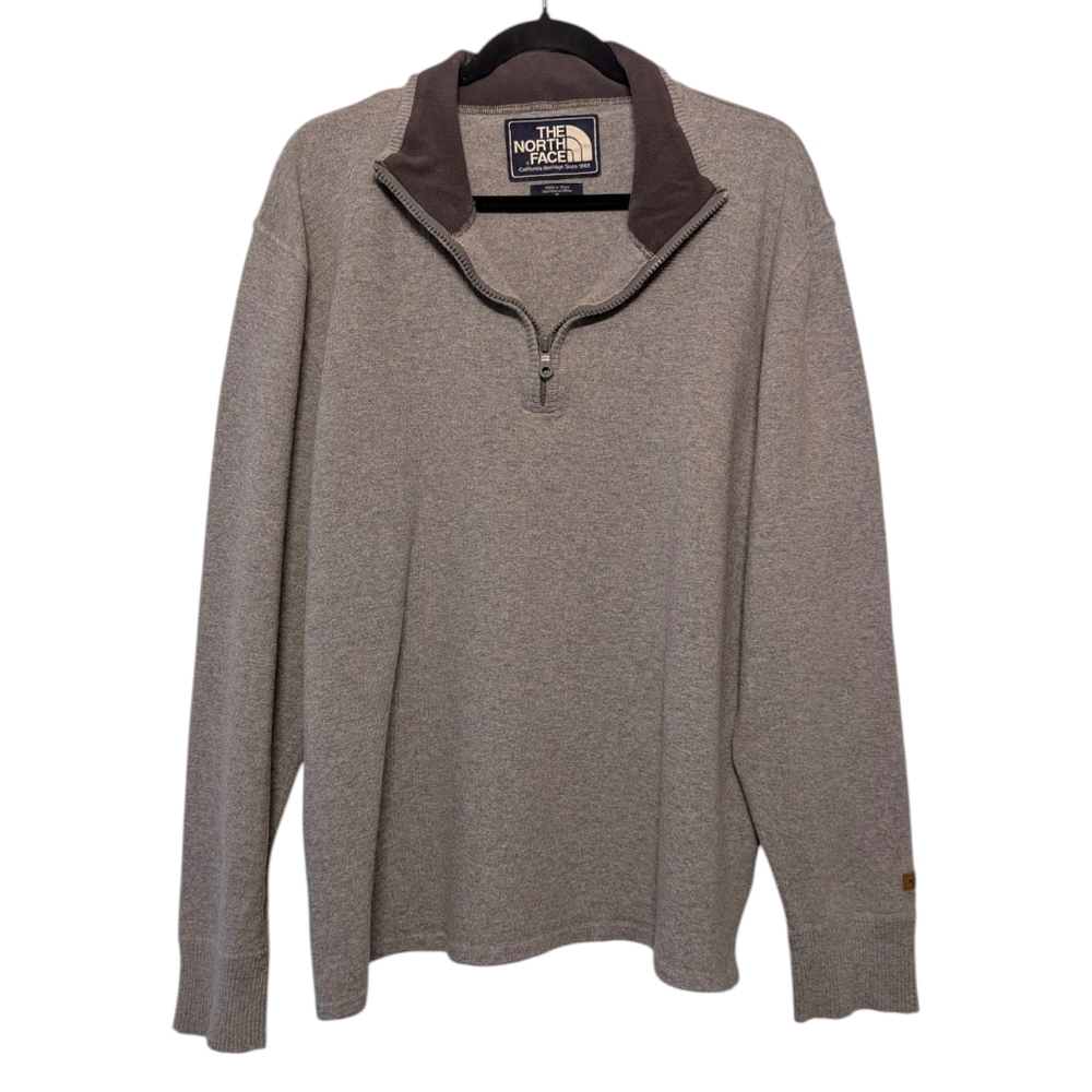 The North Face Quarter Zip Pullover Sweater | XL | Gray Cotton Wool Blend
